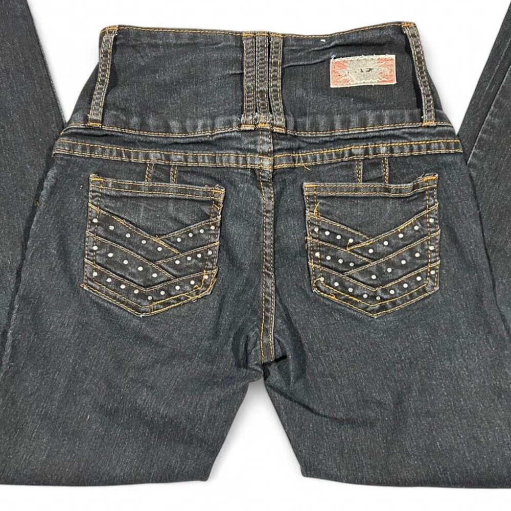 Saza Jeans Dark Wash Rhinestone Sz 0 Y2K